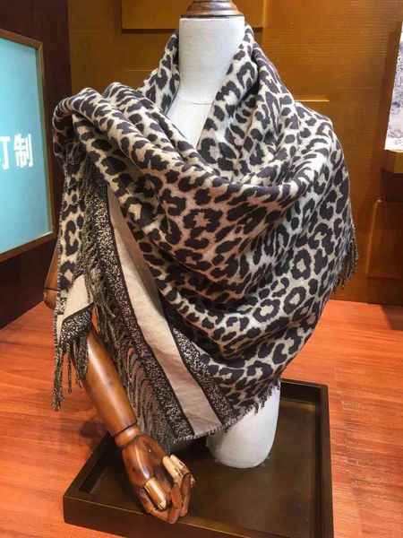 

hat d family 2021 leopard cape tassel shawl autumn winter cashmere warm thickened bib, Blue;gray