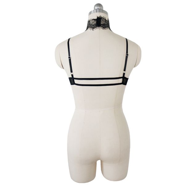 

us women floral lace halter bralette lined bra no pad crop v neck black, Black;blue