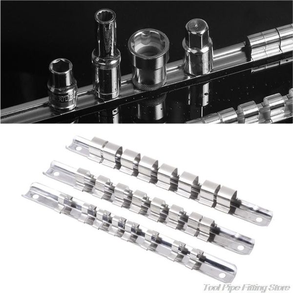 

tool organizers socket rack holder 1/4" 3/8" 1/2" with 8 clips on rail organizer storage f05 21 drop