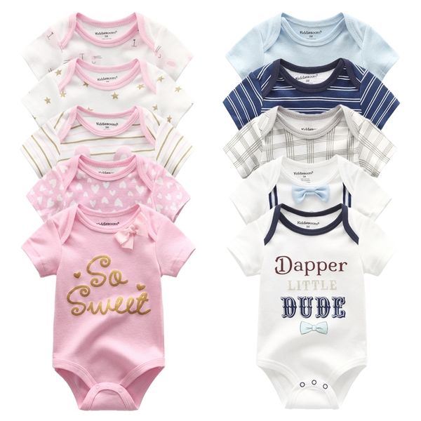 2021 5 pçs / lote meninos unicórnio vestuário bodysuits meninas de bebé 0-12m recém-nascido 100% algodão roupas de bebe 210309