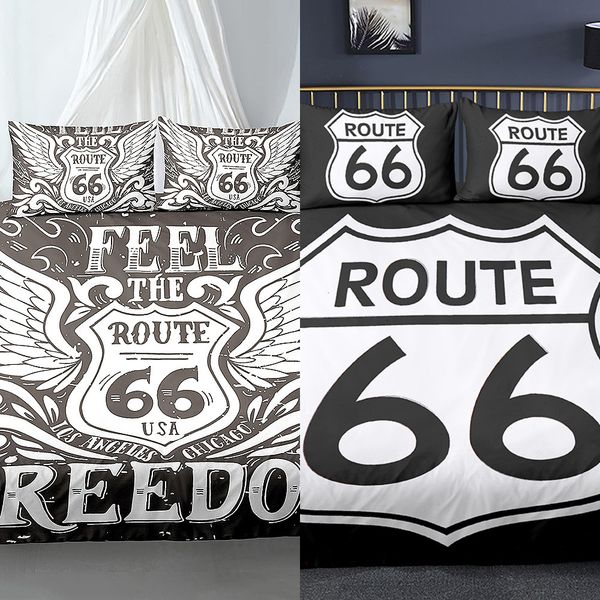 

american route 66 bedding set duvet cover with pillowcase comforter cover quilt cover 2/3pcs us twin  king size for kids c0223