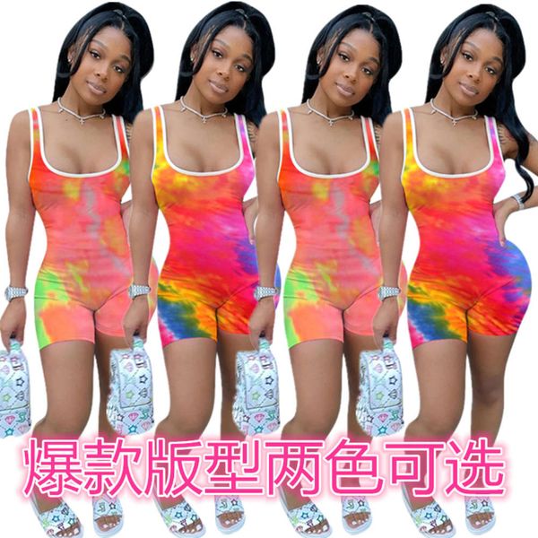 

h8925 model home casual tie dyeing jumpsuit, Black;white