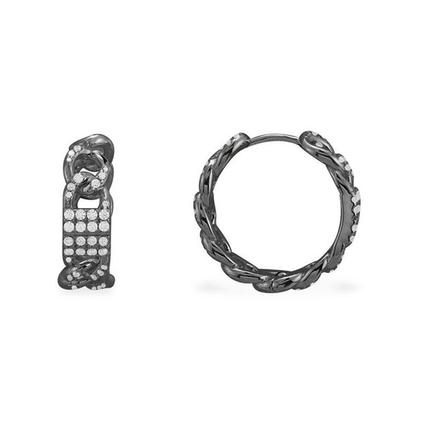 

hoop & huggie soelle fashion real 925 sterling silver dark grey chain link earrings with zirconia women fine brand jewelry, Golden;silver