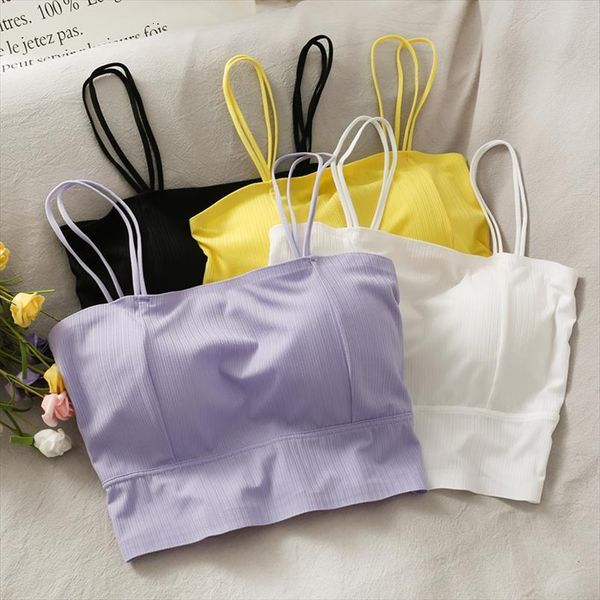 

helair cotton crop underwear womens camis lingirie spaghetti padded casual solid plain for, White