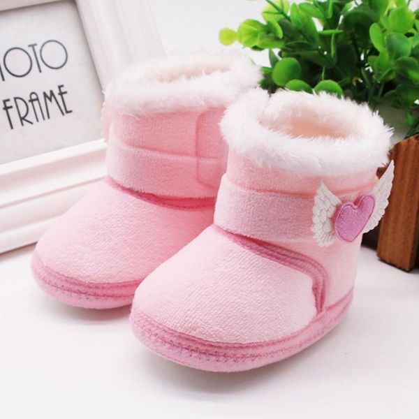 

first walkers born baby girl plush snow booties keep warm shoes non-slip sneaker walking soft-soled breathable heart wings