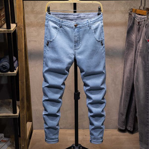 

2021new stretch ny fashion casual slim fit denim broek grey black light blue male make men jeans
