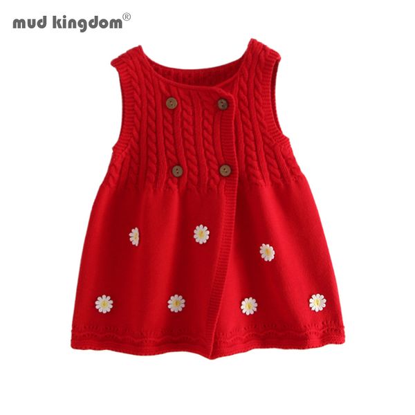 Mudkingdom bebê meninas de malha vestido para crianças crianças colete camisola cardigan roupas elegantes princesa vestidos 210303