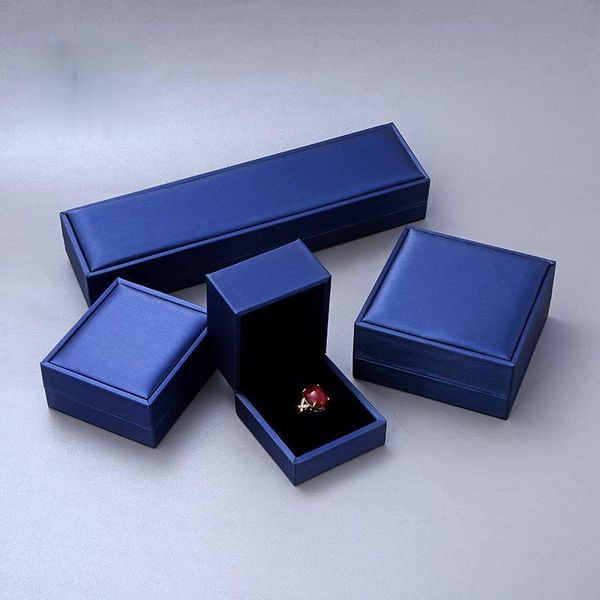 

gift wrap 5pc/10pc cardboard jewelry set box for ring necklace rectangle silver gold dark blue cotton filled paper 8.3x7.3x3.5cm