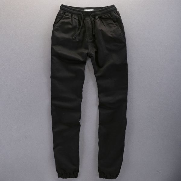 

2021 new autumn casual pants linen stretch flax brand trousers cotton clothing size 28-36 men sweatpants pantalones broek 72gz, Black