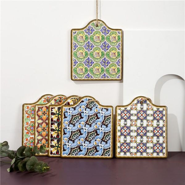 

mats & pads double layer cork heat insulation mat table anti pot ceramic retro plate tile decoration
