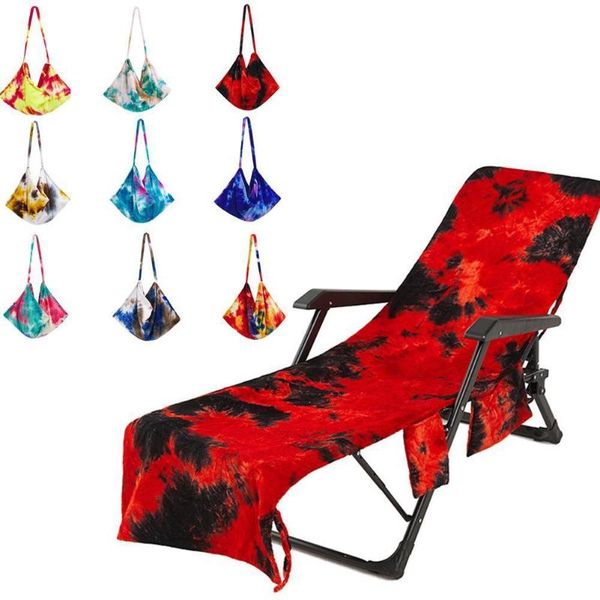 

chair covers tie-dye beach cover lazy thick towel absorbent lounge swimming quick-drying side pool pockets with z3a5