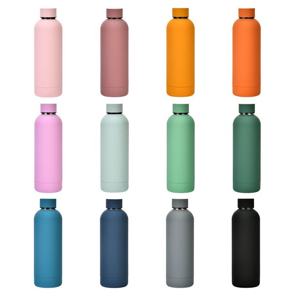 17oz Sport-Wasserflaschen, tragbar, 304 Edelstahl, für den Außenbereich, mattierte Wasserflasche, Macaron-Farbe, vakuumisolierte Wasserflasche