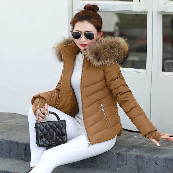 

2021 new winter coat women winter jacket womens parkas gloves warm detachable fur collar detachable hat slim fit outwear v191209, Black