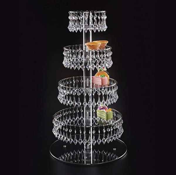 

other festive & party supplies 5 tiers transparent wedding crystal acrylic cake stand display cupcake holder with bead strands table centerp