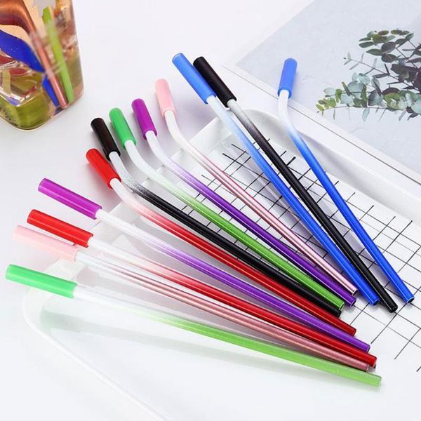 

drinking straws stainless steel with silicone tips cleaning brush carry bag reusable straw set eco-friendly bar party accessory1