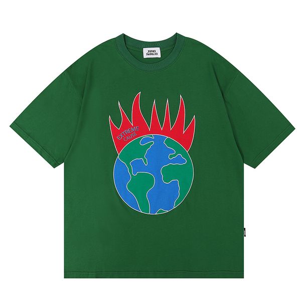 

print t shirts short sleeve couple tees round neck high street cotton t shrits loose oversized, White;black