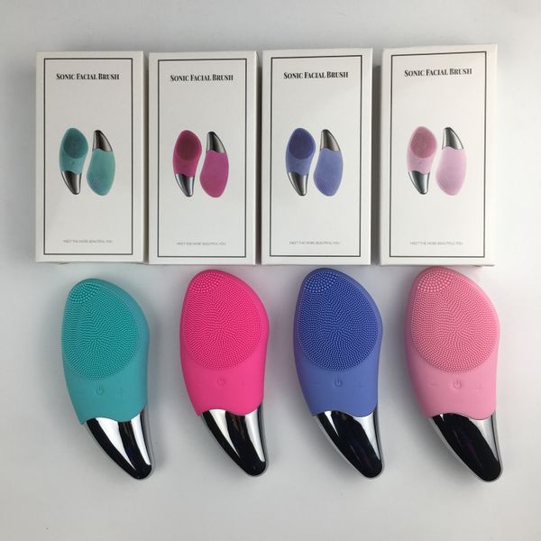 

wholesale usb rechargeable silicone facial cleansing tools face cleaning brush electric exfoliator skin pore deep clean cleaner massage