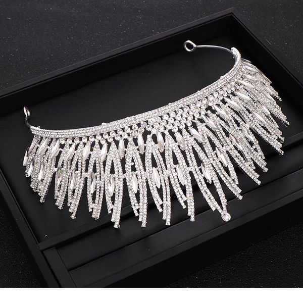 

trendy silver color rhinestone crystal wedding big crown queen bridal tiara women beauty pageant bridal hair accessories jllzrb