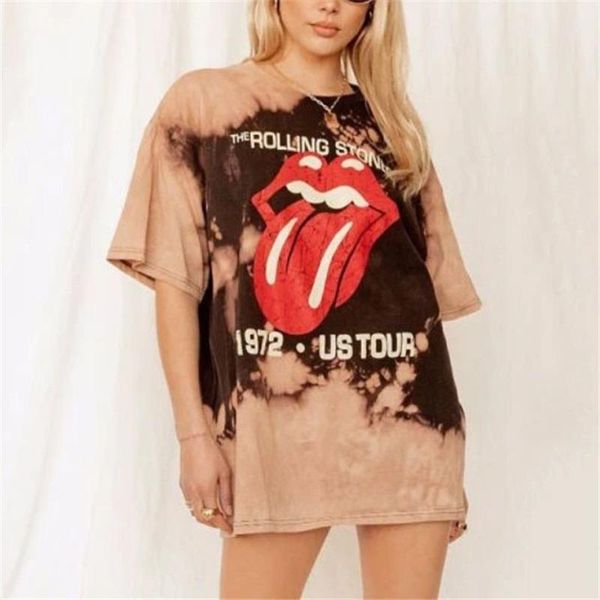 

women's t-shirt vitage khaki letter print graphic tee women harajuku oversized brand fashion streetwear short sleeve plus summer, White