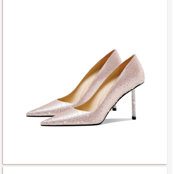 

dress shoes spring rhinestone pointed shallow mouth stiletto high-heeled silk bridal wedding banquet all-match women's, Black