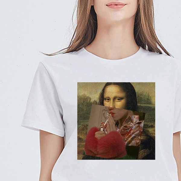 

new t shirt women vogue retro mona lisa aesthetic t shirt lovely tshirt funny graphic harajuku cool hipster top, White