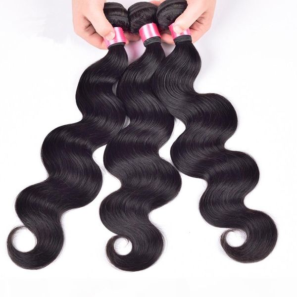 

malaysian virgin hair body wave 8a malaysian 3 bundles human hair extensions weaving hair weave bundles, Black