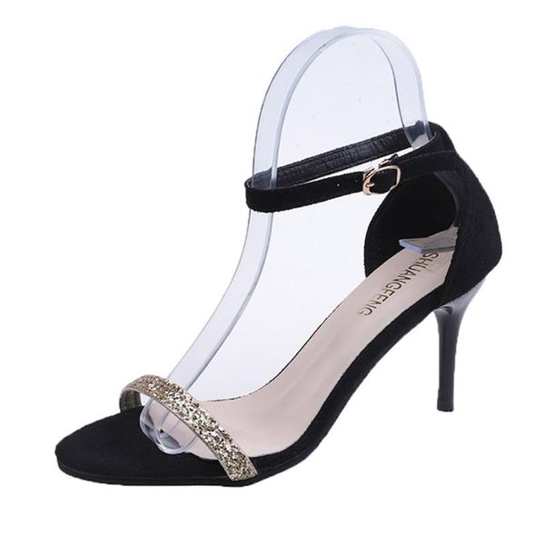 

dress shoes 2021 ankle strap women sandals summer fashion narrow band high square heel ladies gladiator sandal, Black