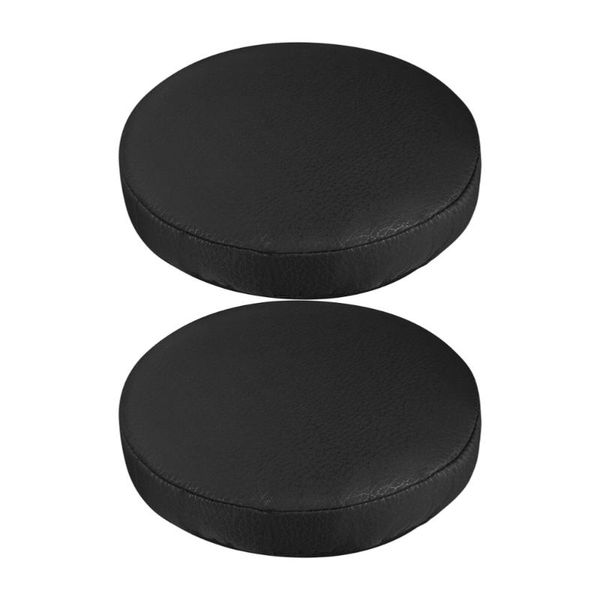 

chair covers 2pcs round pu leather seat black stretch stool home decor