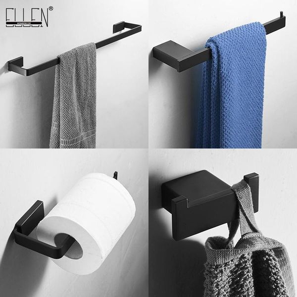 

bath accessory set ellen matte black bathroom hardware robe hook towel bar toilet paper holder accessories el480b