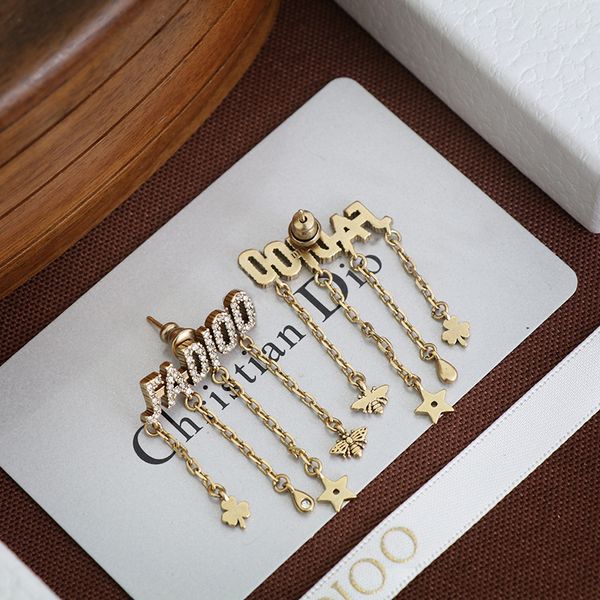 

aaa designer jewelry letter star tassel earrings for women, Golden