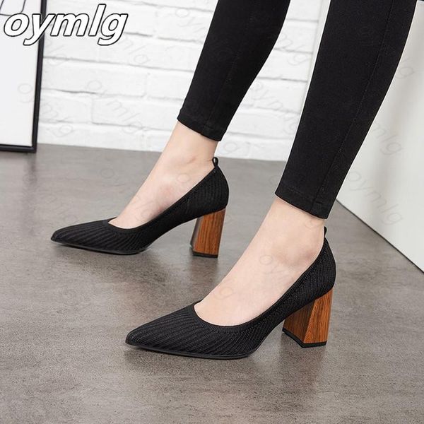 

dress shoes 2021 mesh breathable high-heels high-quality fabric shallow pointed toe party summer high-heel womens zapatillas mujer, Black