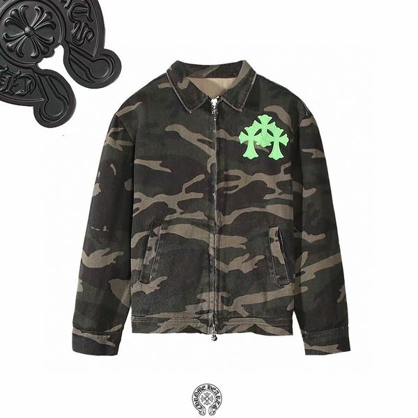 

fluorescent new green skinned big horseshoe camouflage denim jacket for men and women, Black