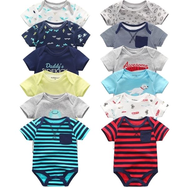 

super cotton bodysuit fashion 6pcs/lot newborn body baby suits short sleeve overalls infant boy girl jumpsuit kids clothes 210309, Blue