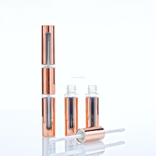 

10ml 10/30/50pcs rose gold cosmetic lipgloss tube,empty plastic double-edge liquid lipstick refillable container,lip beauty tool