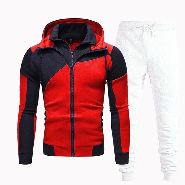 

men's tracksuits moda con capucha costura ropa deportiva marca de los hombres traje + pantalones chÃ¡ndal otoÃ±o e invierno jersey d, Gray