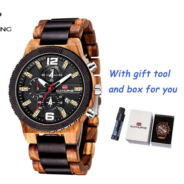 

wristwatches casual style men sport wooden watches mix sandal wood bamboo watch for man strap quartz wristwatch chronograph relogio, Slivery;brown