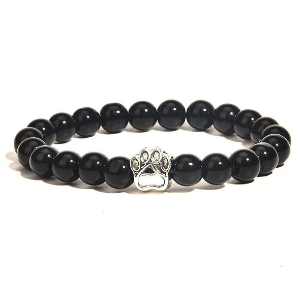 

bracelet selling 8mm black volcanic turquoise dog foot elastic, Golden;silver
