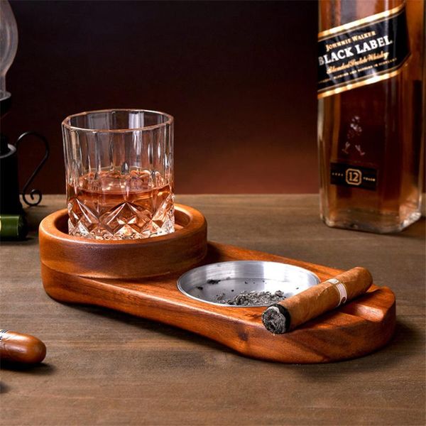 

drinking straws 2021 collection solid wood whiskey cup holder ashtray home creative decoration wine glass accessories