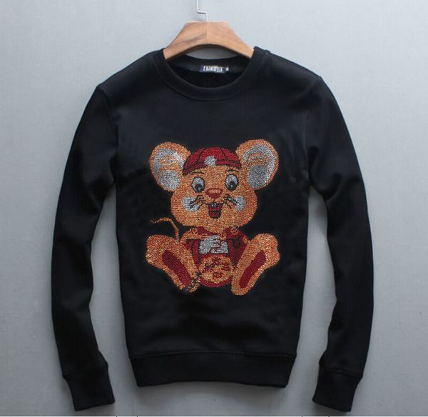

2021 new winter diamonds clothes for a male couple autumn and female with hoodie drill hood 7am1, Black