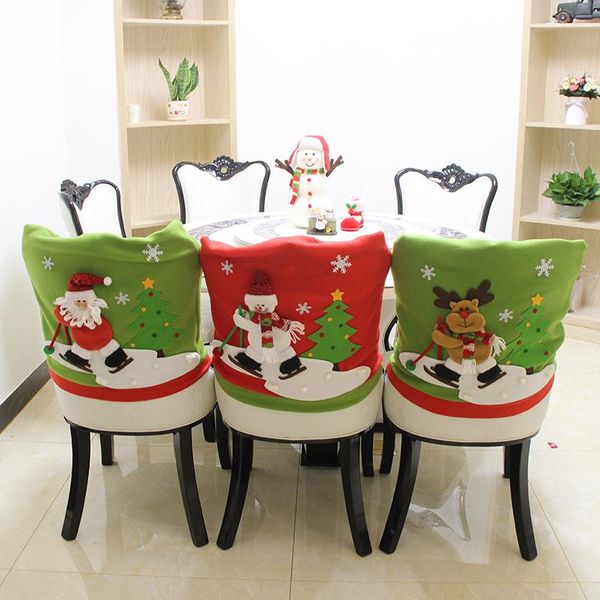 

chair covers merry christmas dinner non-woven fabric cover festival dining decorative year back for kitchen