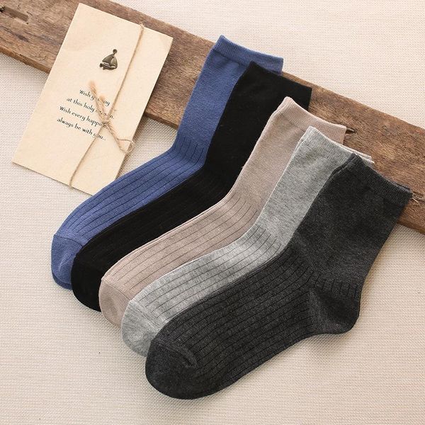 

men's socks 10/50 pair men cotton black classical business casual solid color crew male gift for wholesale