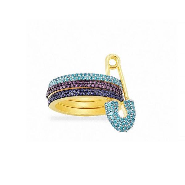 

cluster rings diamond pin ring 925 pure silver micro inlaid zircon exquisite fashion personality elegant high grade women, Golden;silver