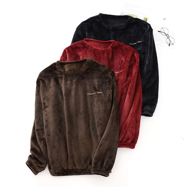 

2021 new sleep winter flannel long veet coral velo printed letter couple pajamas autumn home service of en j0il, Black;brown