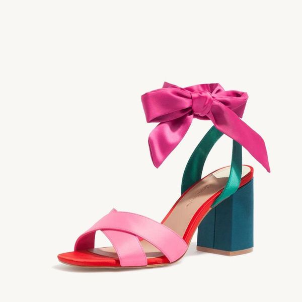 

kmeioo fashion satin prom shoes women lace-up sandals open toe chunky heels block heels woman high slingback pumps, Black