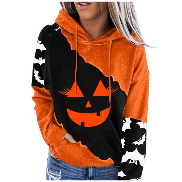 

women's hoodies & sweatshirts sweatshirt halloween funny pumpkin printing hoodie women long sleeve loose pullover male winter, Black