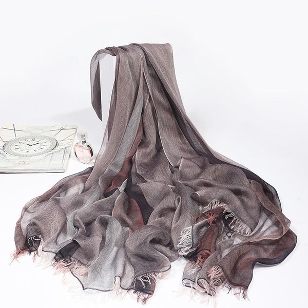 

ruifeng mulberry silk modal super soft summer women's light scarf, Blue;gray