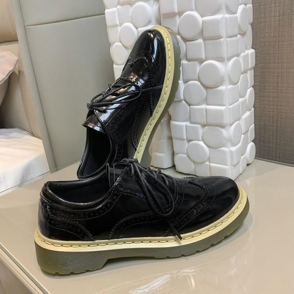 

dress shoes mljuese 2021 women pumps autumn spring cow leather brogue style lace up apricot color round toe lady party wedding, Black