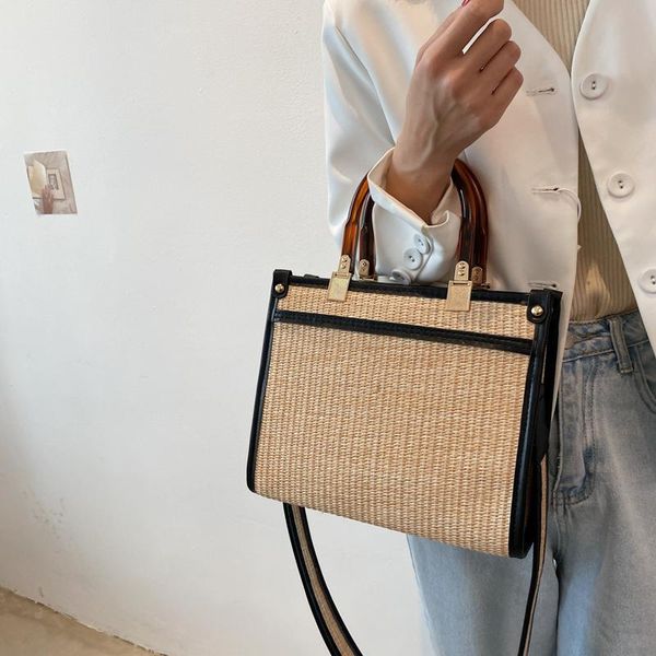 

evening bags small straw crossbody with short handle for women 2021 summer fashion trends purses and handbags beach tote