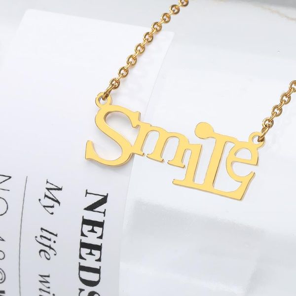 

pendant necklaces 2021 necklace smile gold rose english letter stainless steel woman jewelry birthday gift coupl, Silver