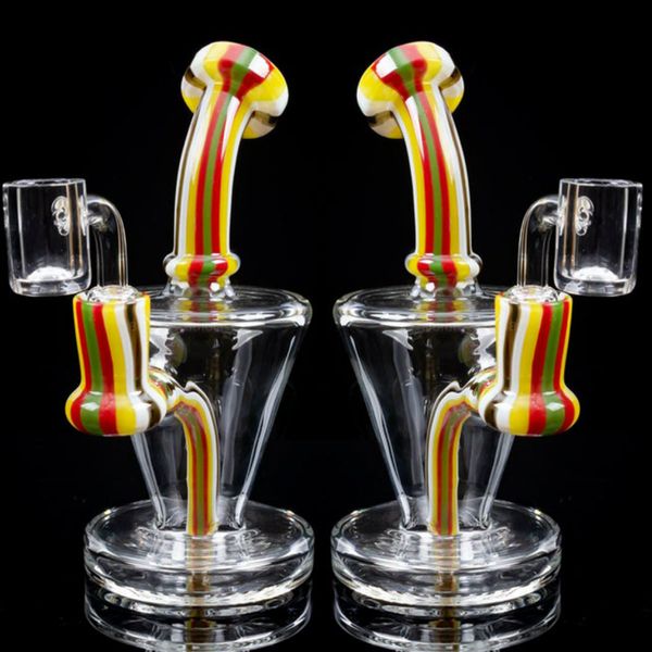 Старинные 6-дюймовые Mini Rasta Glass Bong Кальян Курительные трубы Курительные трубы Масло с миской или Banger могут поставить клиентский логотип